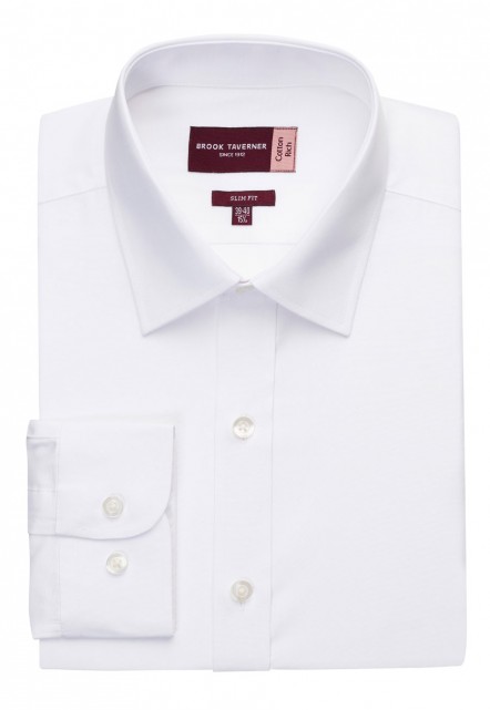 Gents Slim Fit Long Sleeve Shirt Single Cuff White