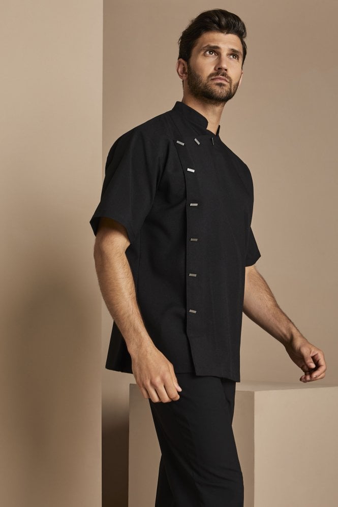 Gents Tunic V-Neck Linen Blend - Black